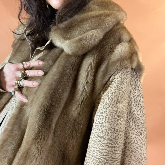Mob Wife Fur and Leather Coat - 80s 90s - Picture 6 of 11